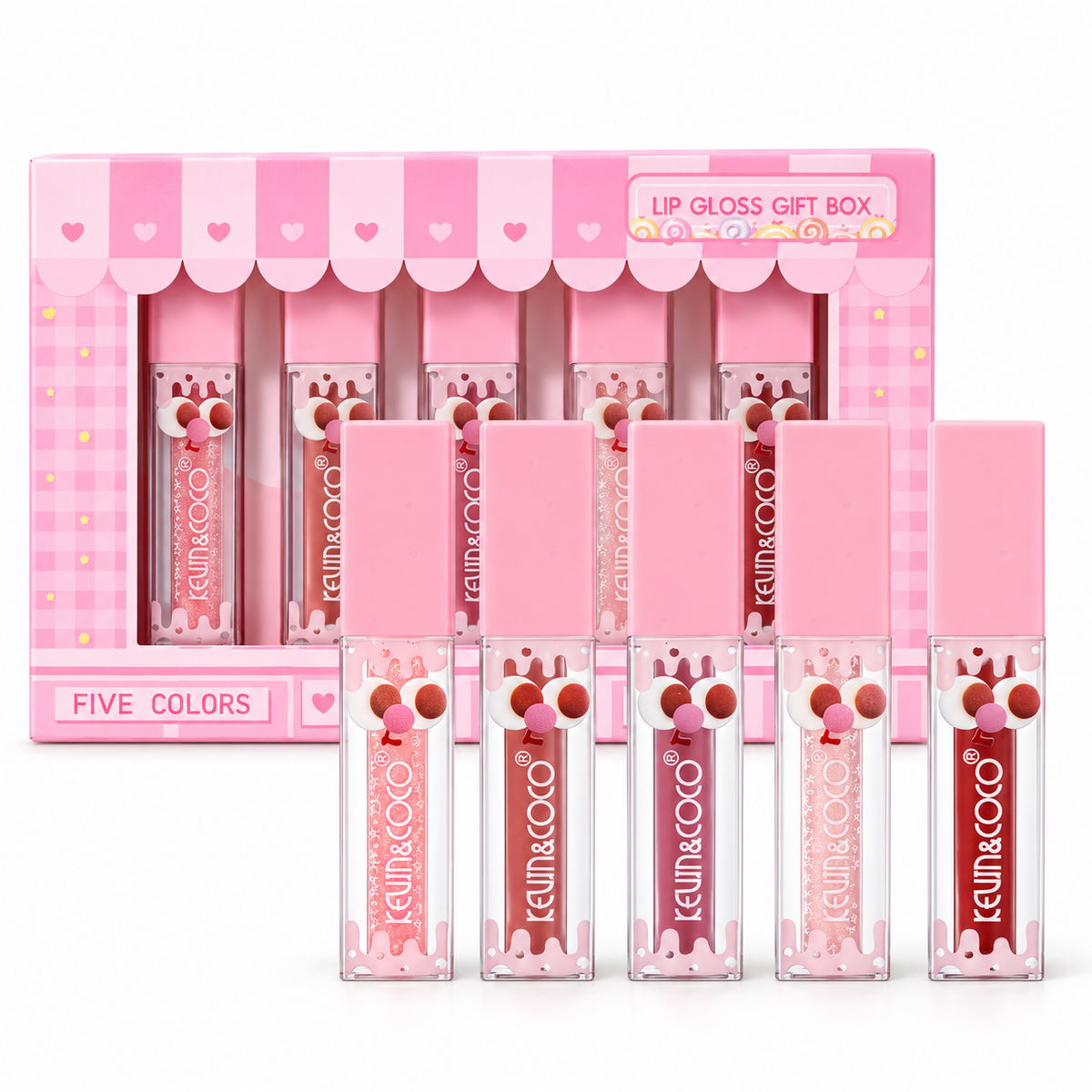 Kevin&Coco- Set de 5 brillos labiales