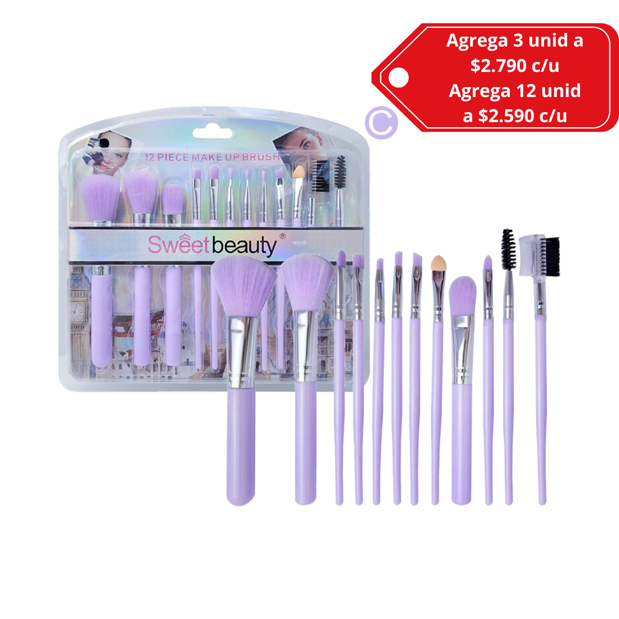 Set de 12 Brochas de Maquillaje Profesional para Rostro y Ojos