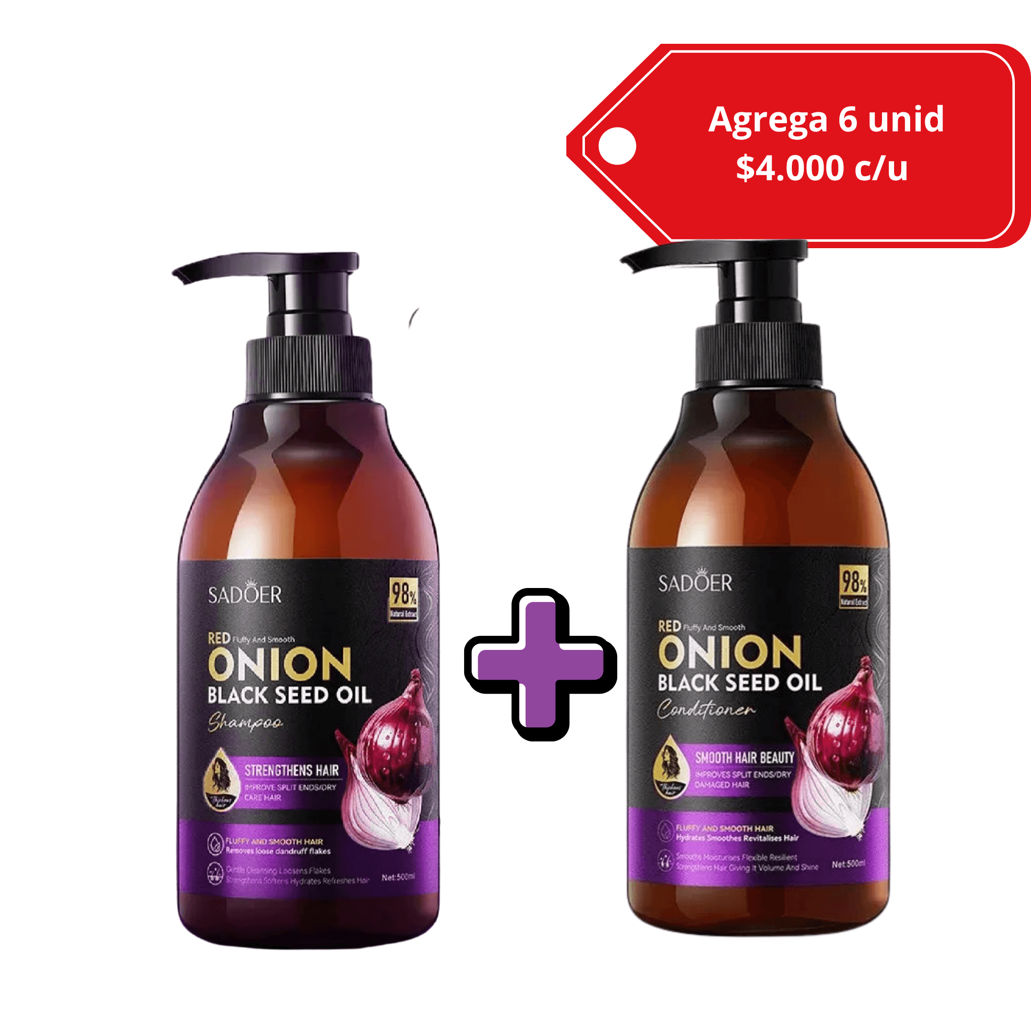 Pack shampoo+ acondicionador cebolla