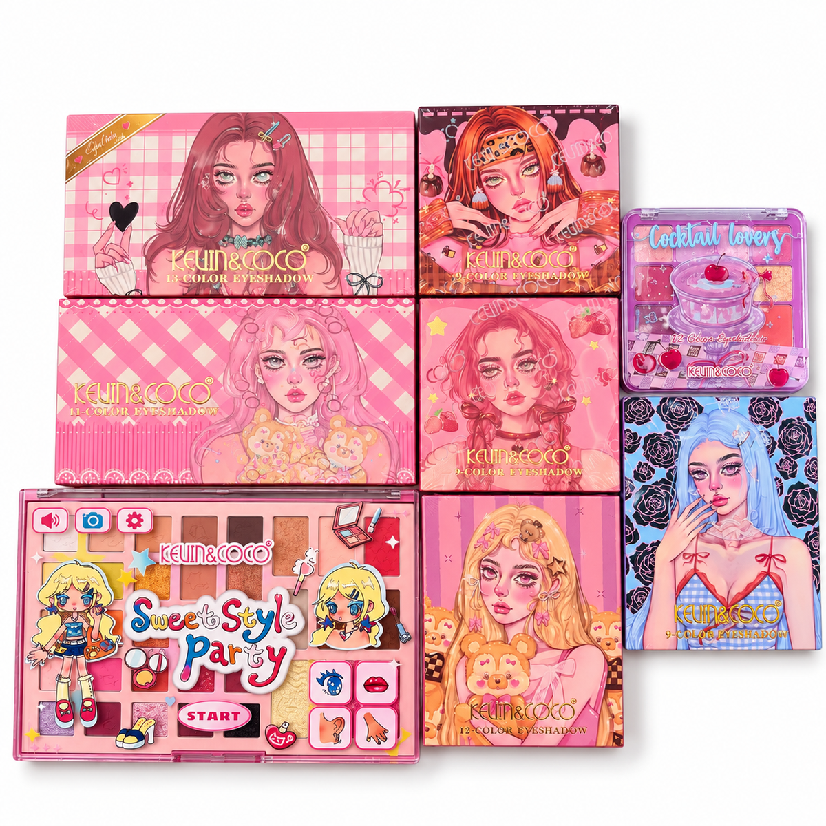 Box 8 paletas de sombras Kevin&Coco