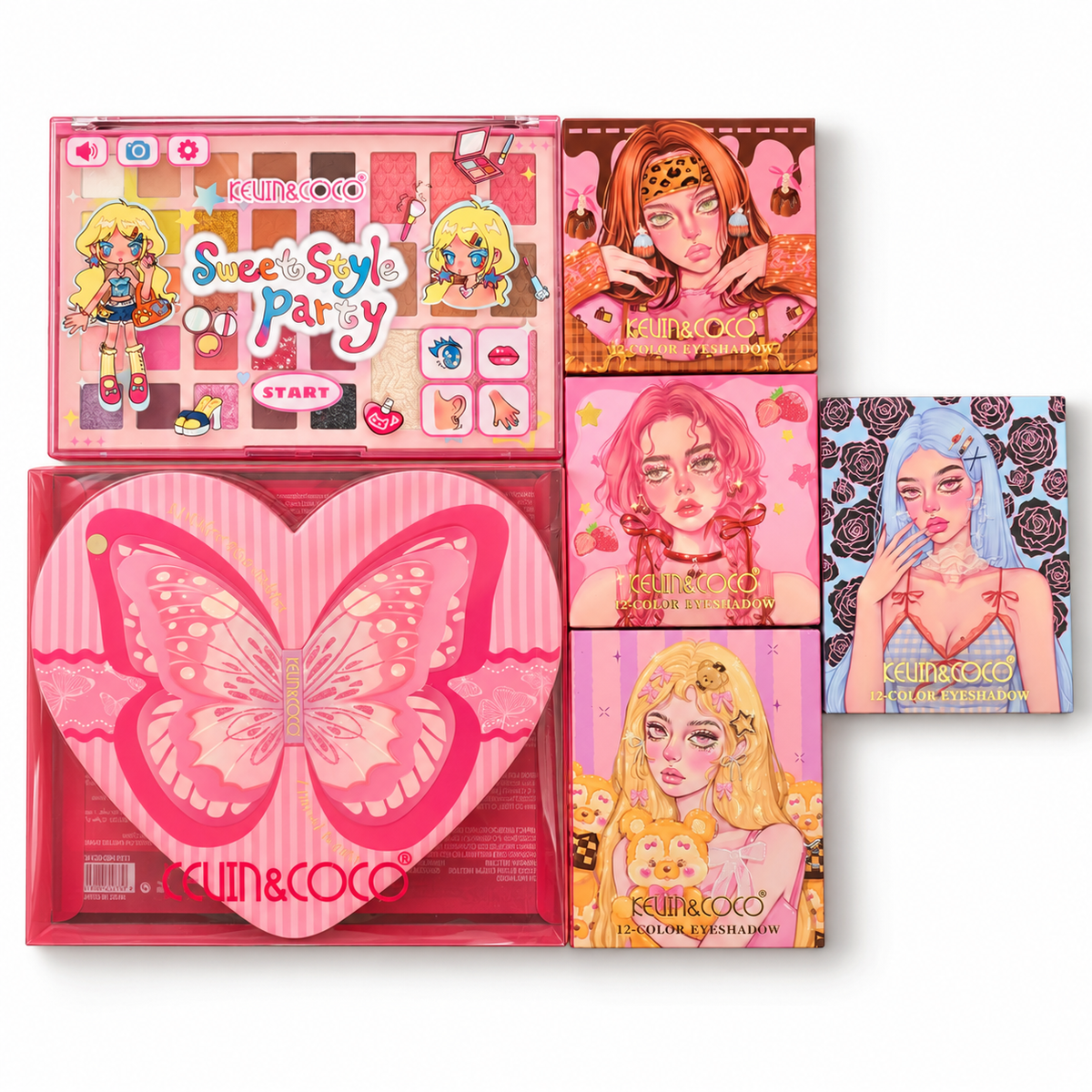 Box 6 paletas de sombras Kevin&Coco