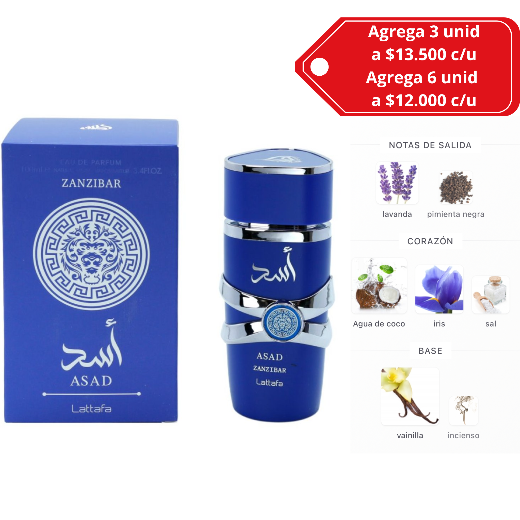 Asad Zanzíbar calidad G5 Lattafa 100 ml