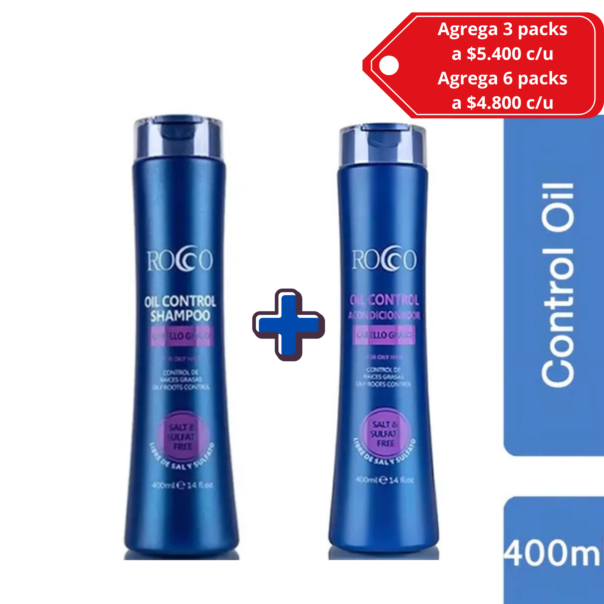 Pack Shampoo + Acondicionador Control Oil Rocco Cabello Graso y Purificación