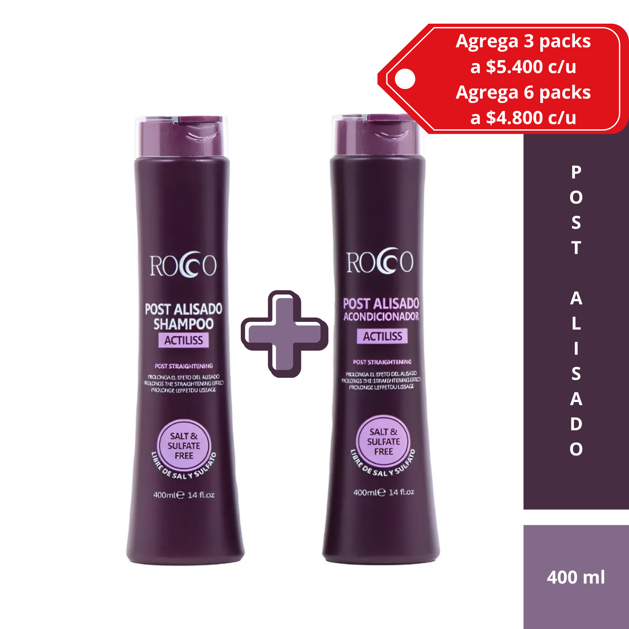 Pack Shampoo + Acondicionador Post Alisado Rocco Cuidado y Mantenimiento del Alisado