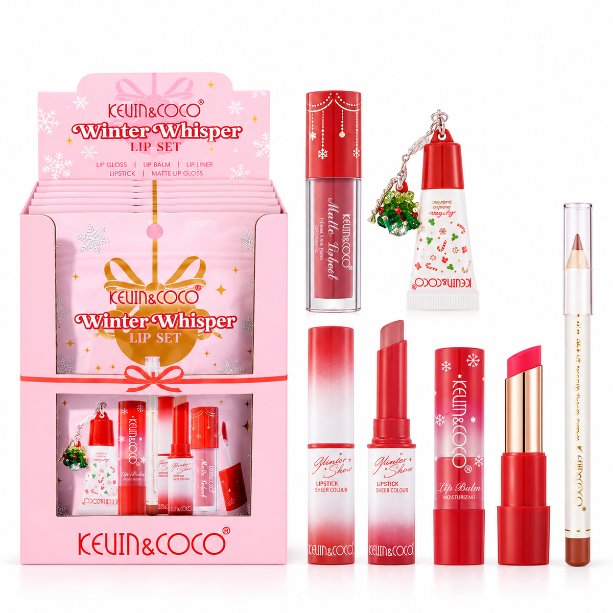 Kevin&Coco- Set navideño de LipCombos 5 unidades