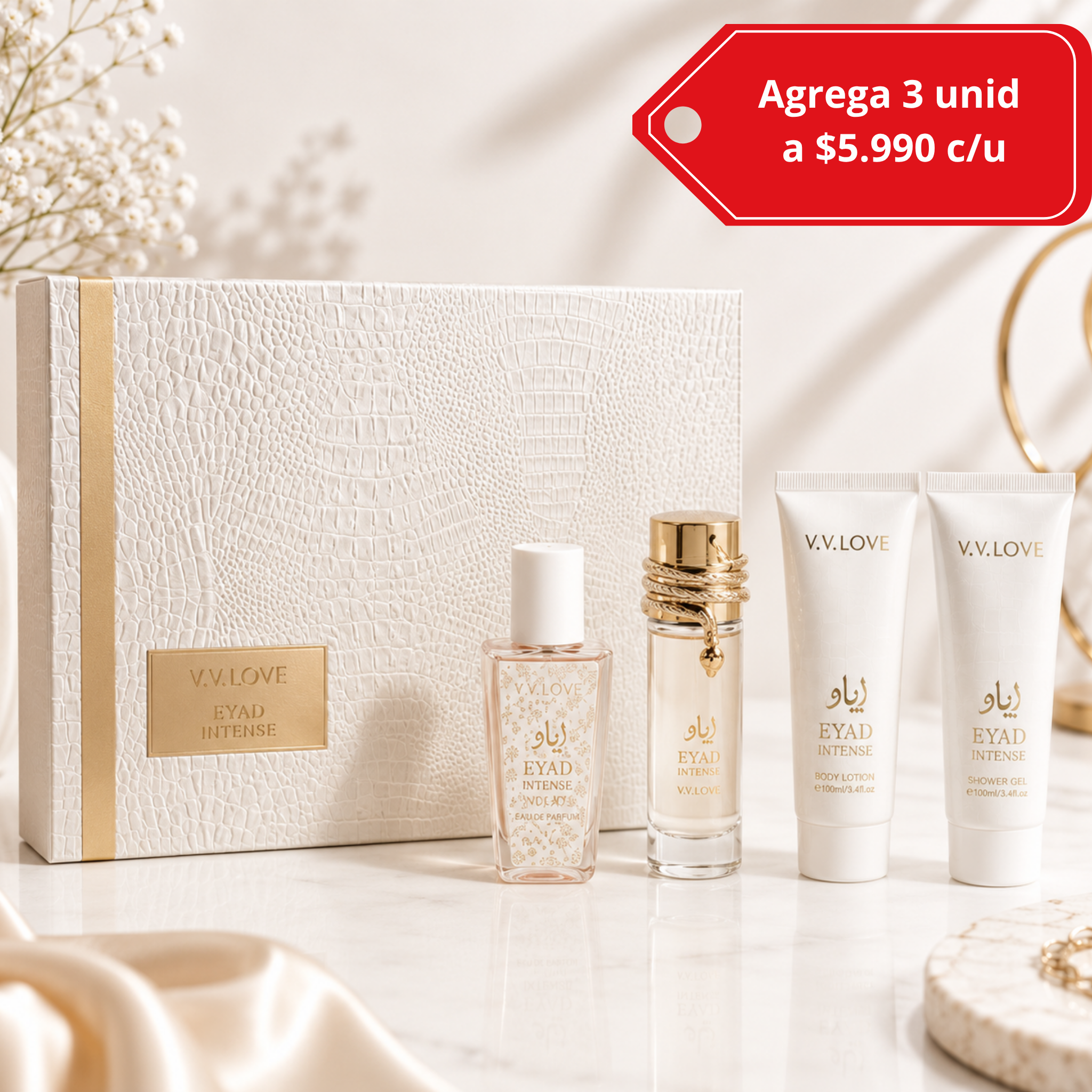 Set de perfume 4 piezas Musaman White intense mujer