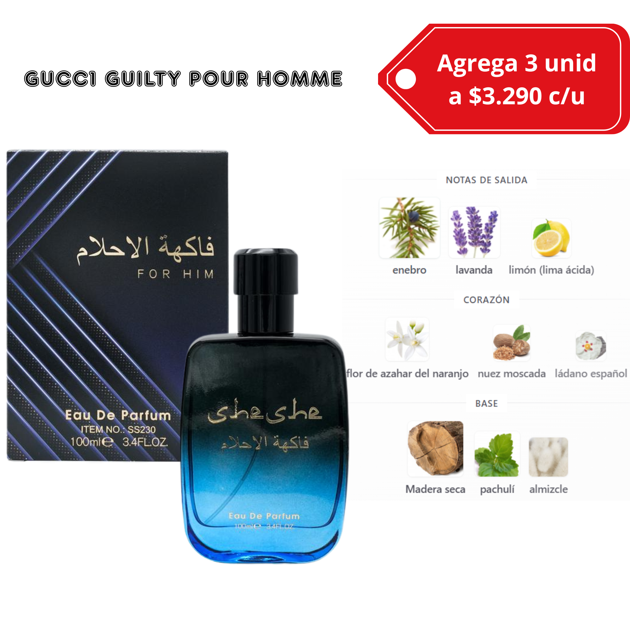 Perfume Tipo Guilty Pour Homme Fragancia Masculina Elegante y Seductora