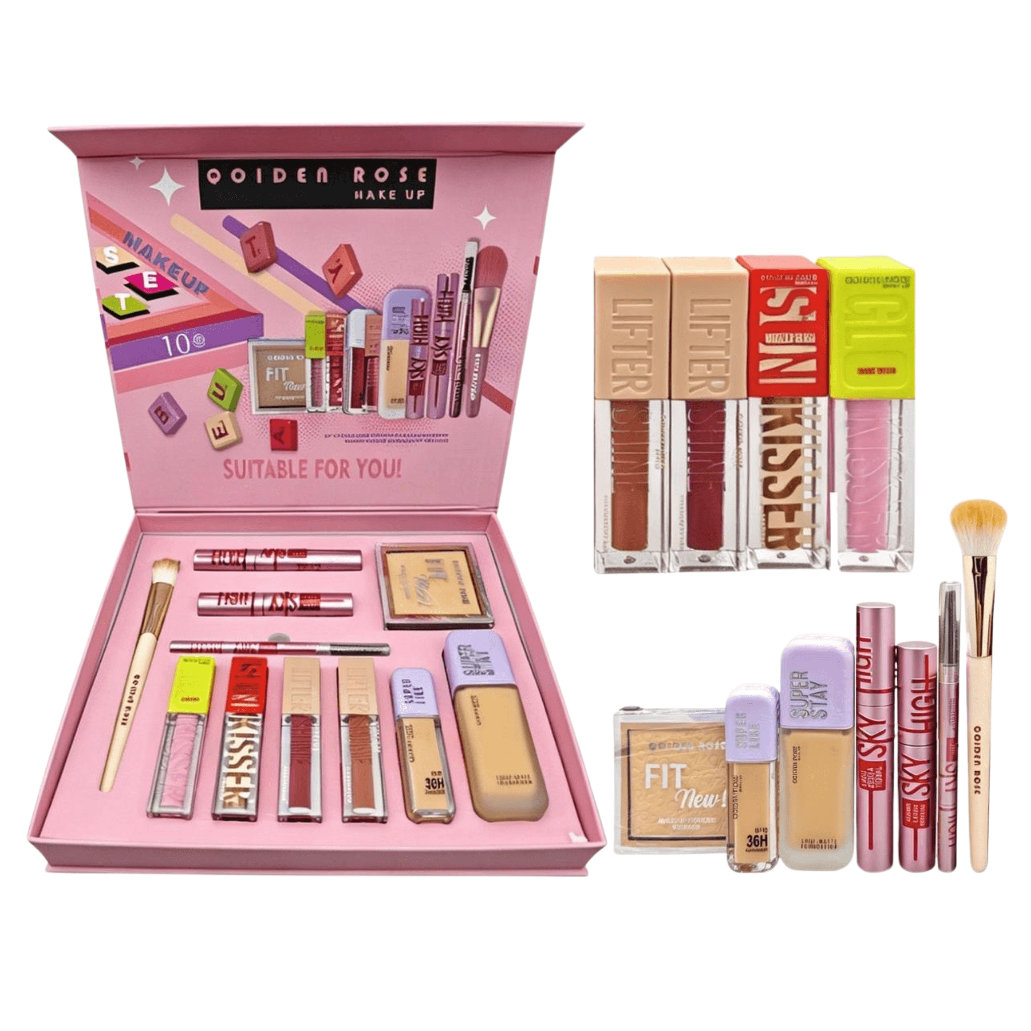 Kit de maquillaje tipo Maybelline 11 piezas