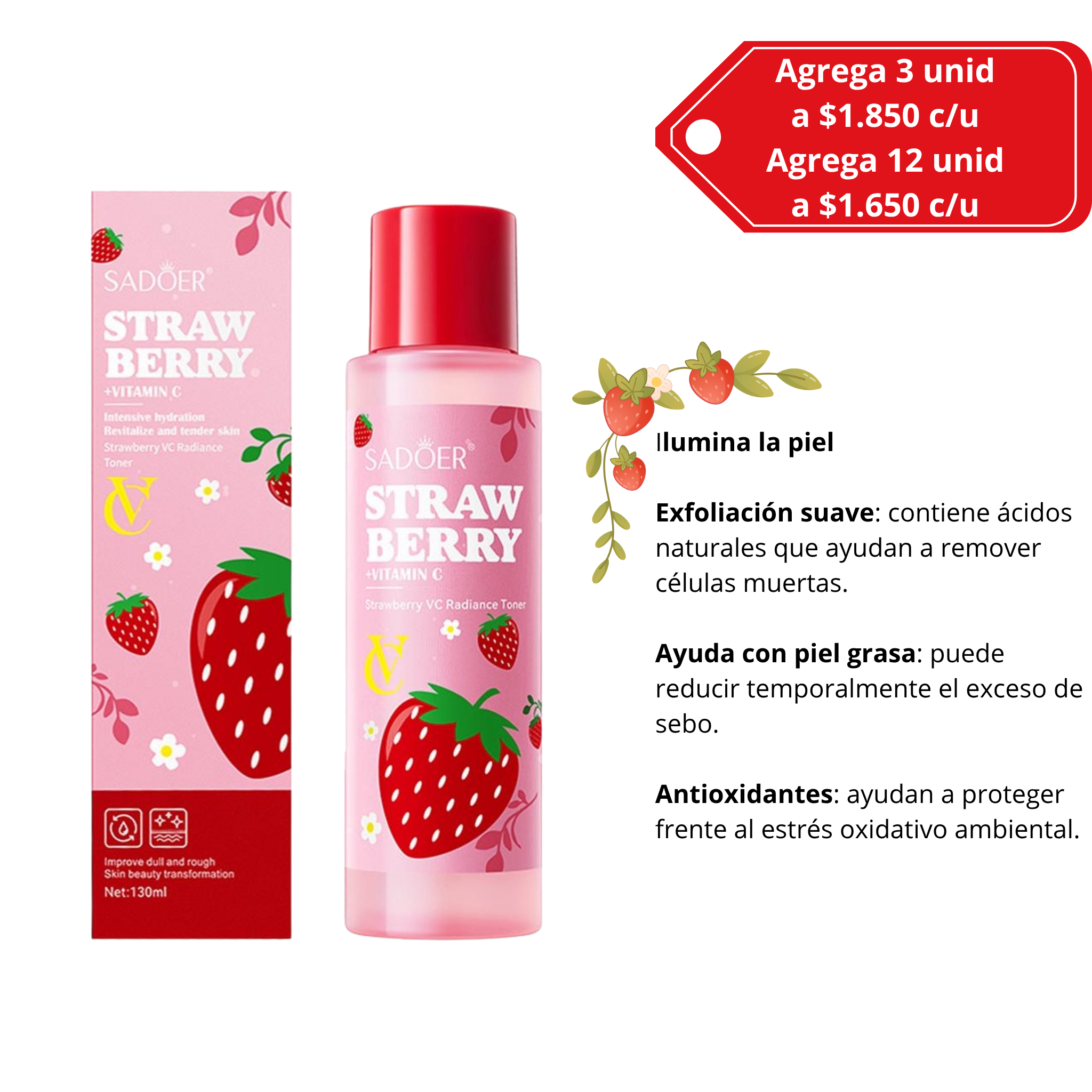 SADOER- Tonico Facial Strawberry Vitamina C
