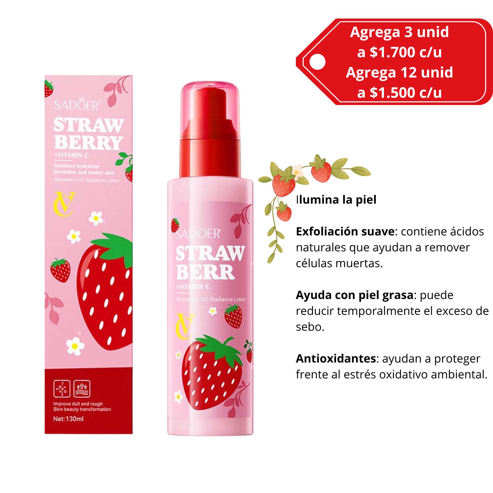 SADOER- Locion Facial Strawberry Vitamina C