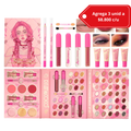 KEVIN & COCO- Paleta de Maquillaje con sombras labiales+ brillos+ delineadores+ iluminadores +brochas