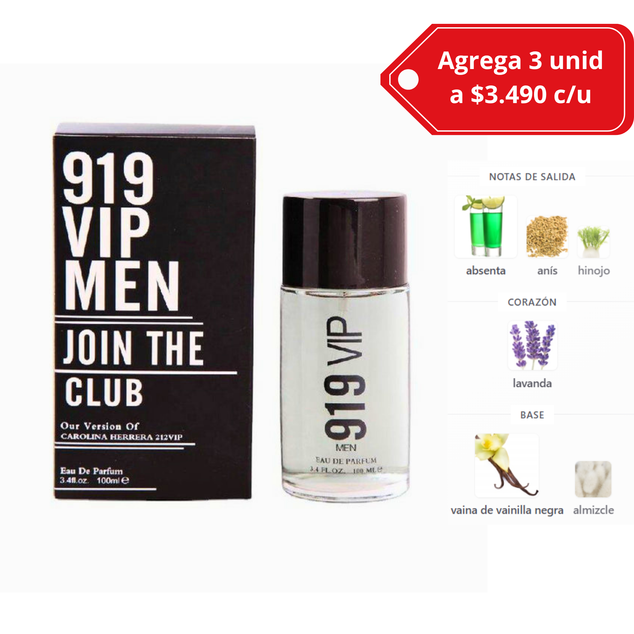 2 1 2 V1P Black Men CAR0LINA HERRER. Alternativo 100 ml