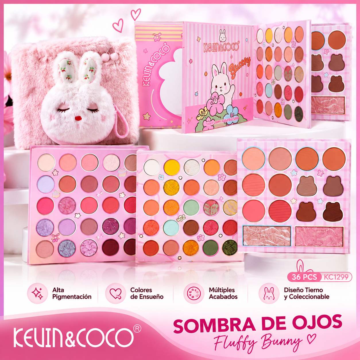 Kevin&Coco- Paleta de sombras de felpa con monedero