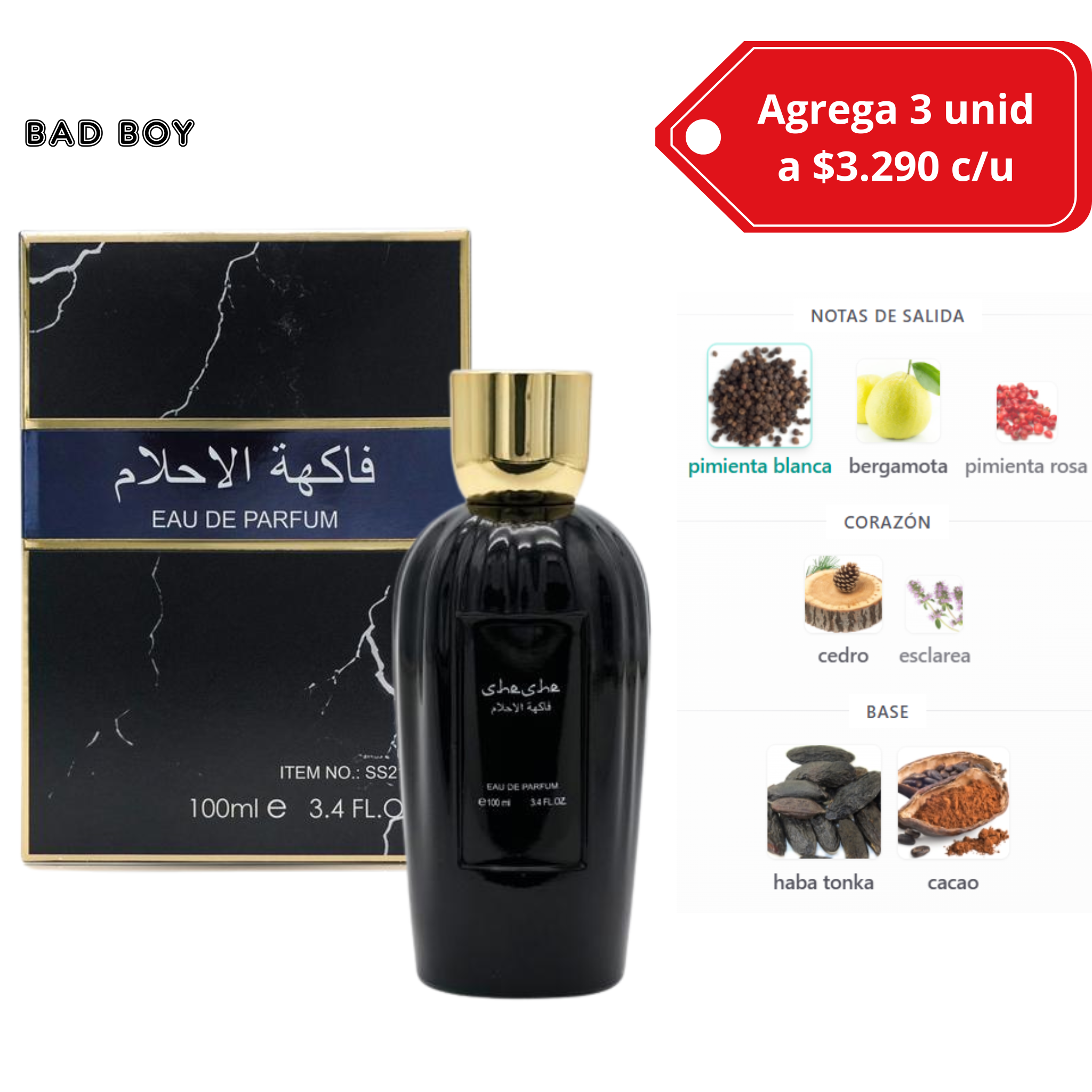 Perfume Tipo Bad B0Y CH Fragancia Masculina Intensa y Sofisticada