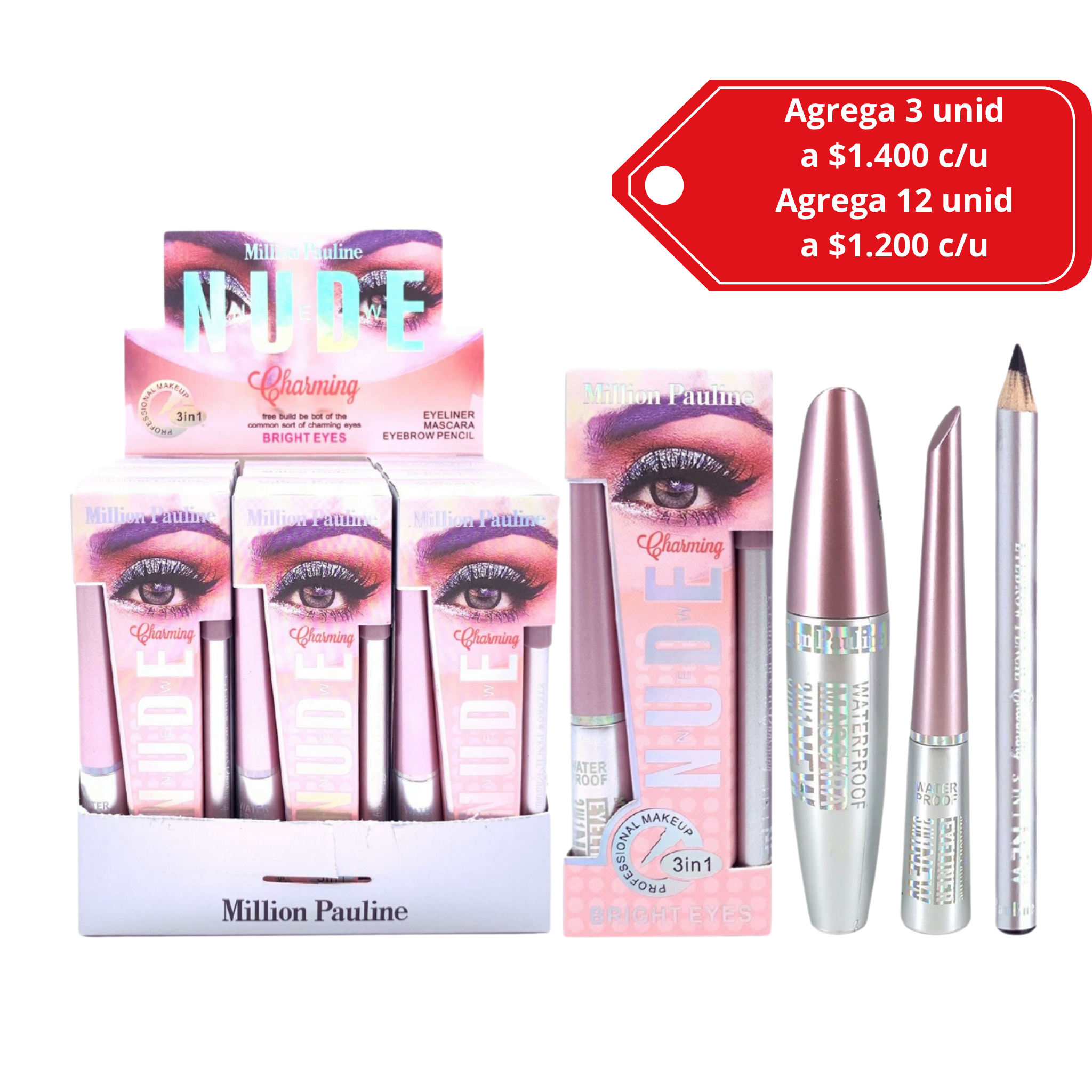 Set de maquillaje 3 pcs Delineadores+ Máscara de pestañas