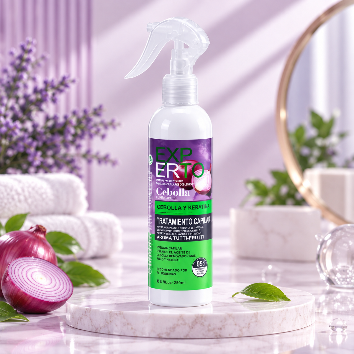 Esencia capilar restauradora de cebolla con aroma a Tuti FRUTTI 250 ml