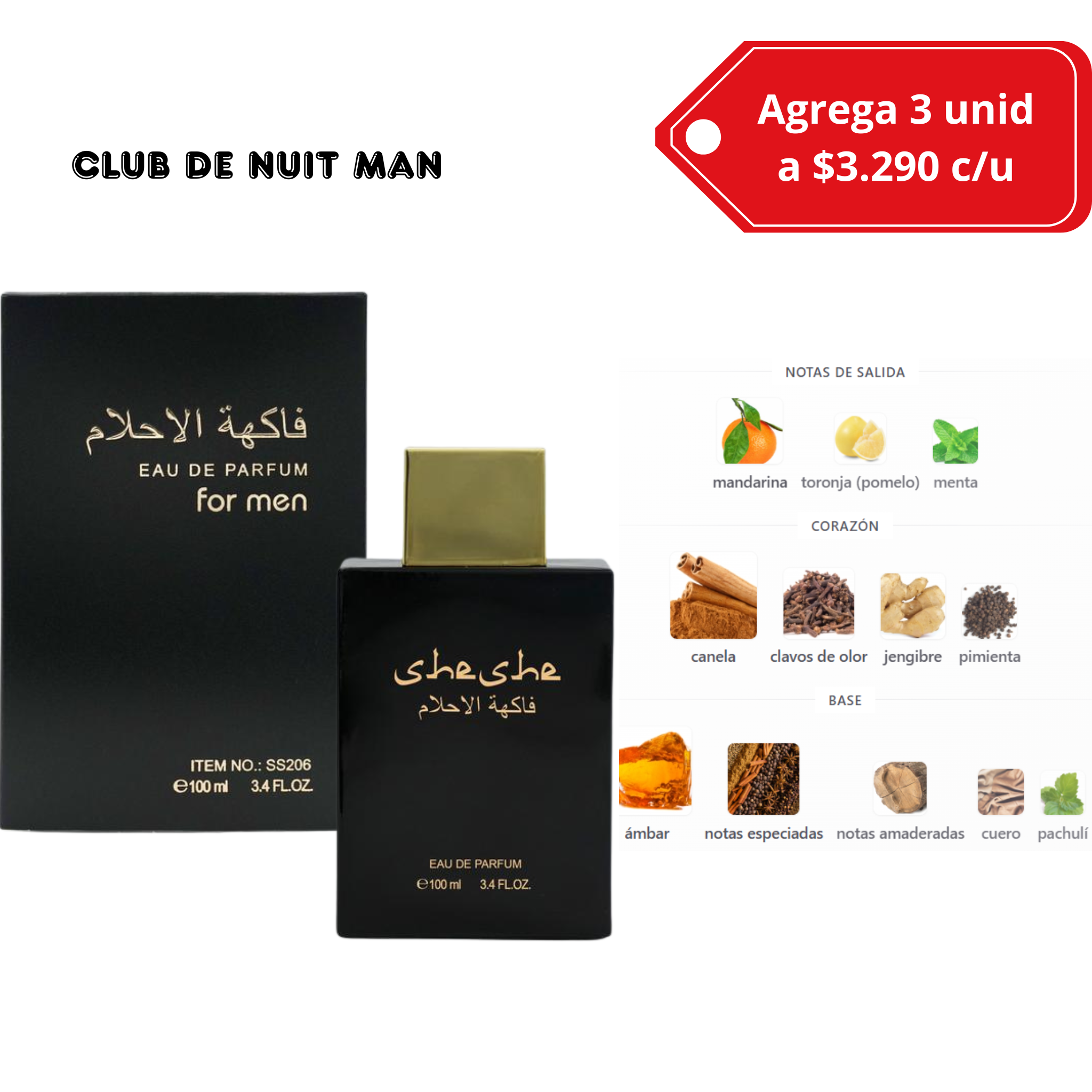 Perfume Tipo Club de Nuit Man Fragancia Masculina Elegante y Versátil