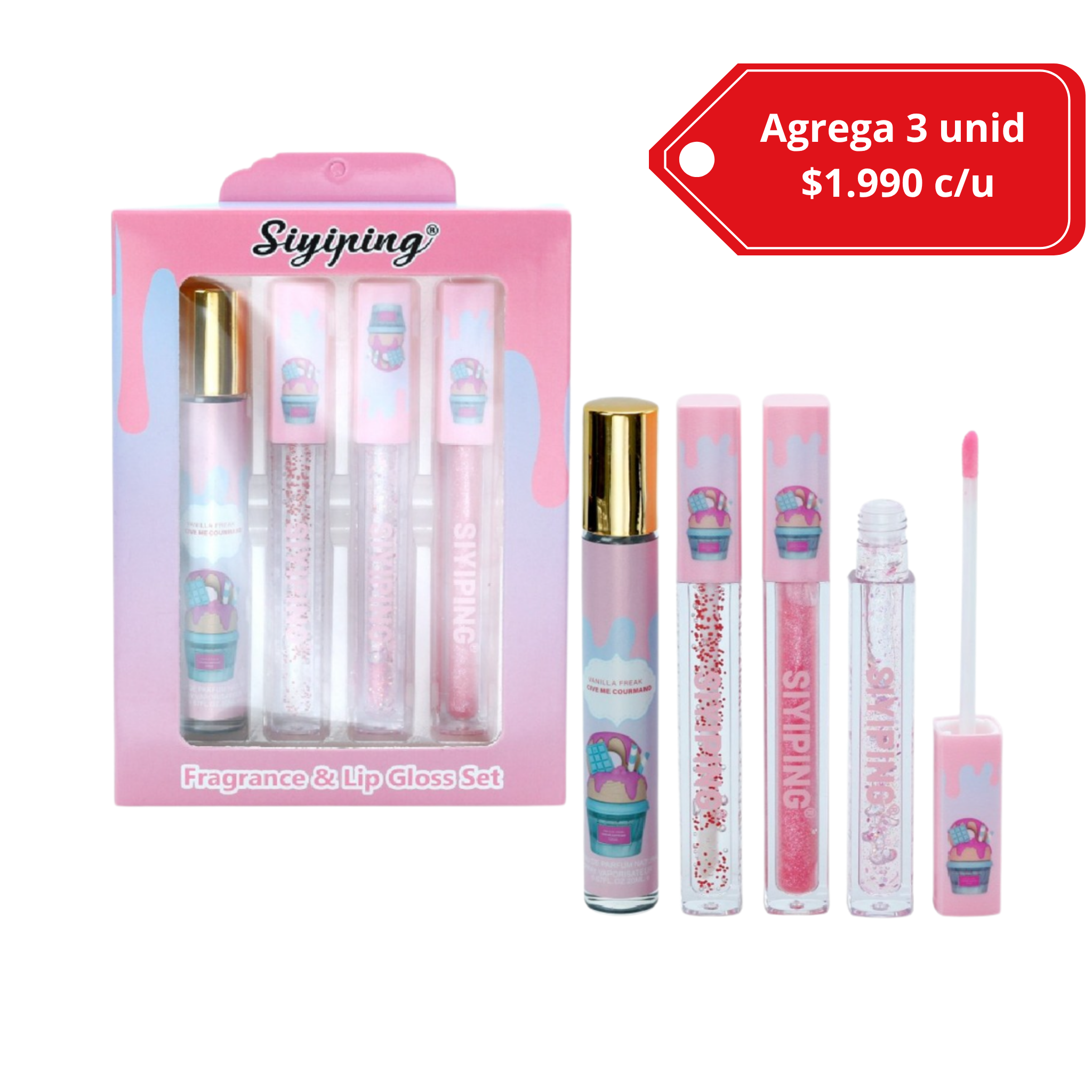 Set de 3 labiales + perfume dupe Lattafa