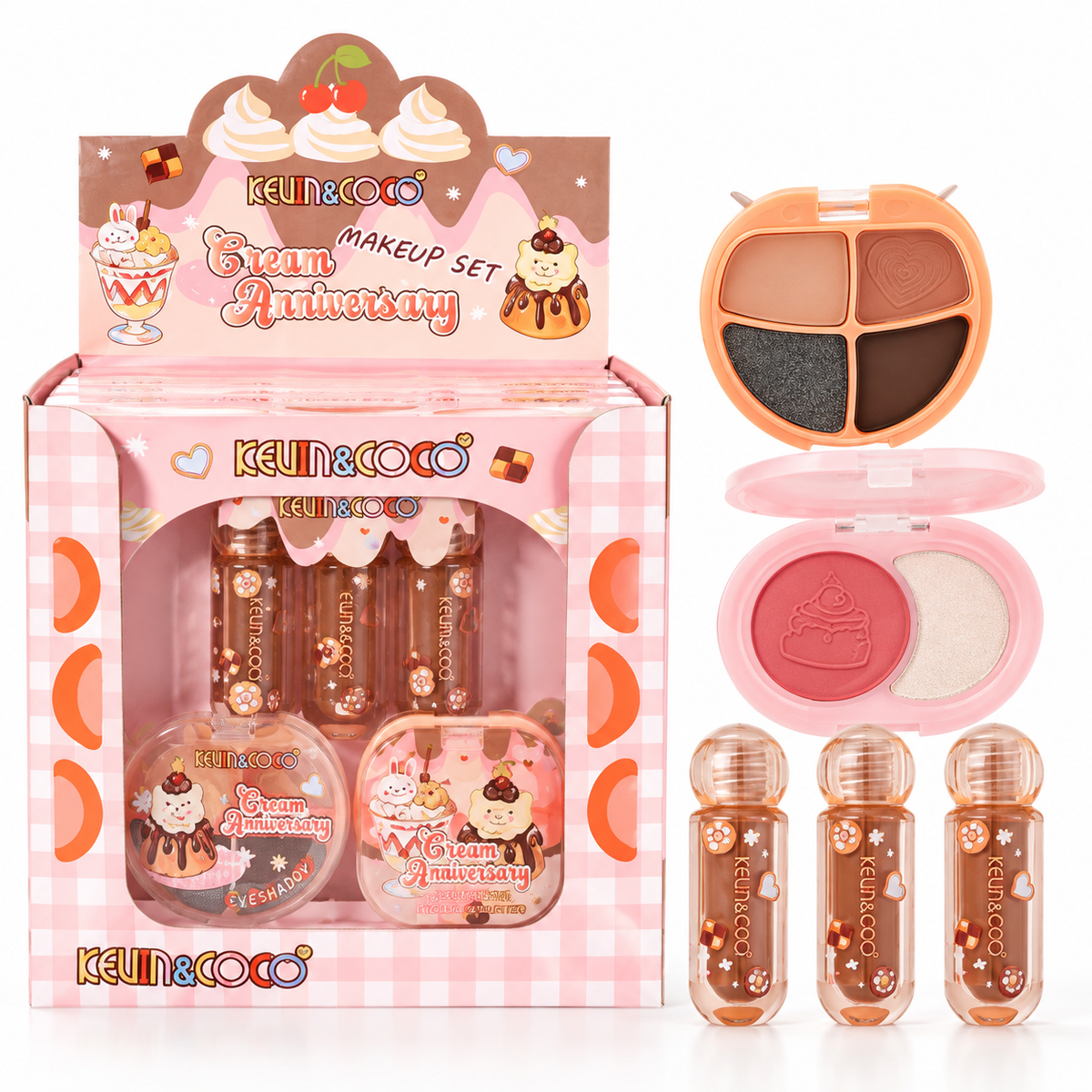 Kevin&Coco- Set de labiales, sombras, rubor e iluminador