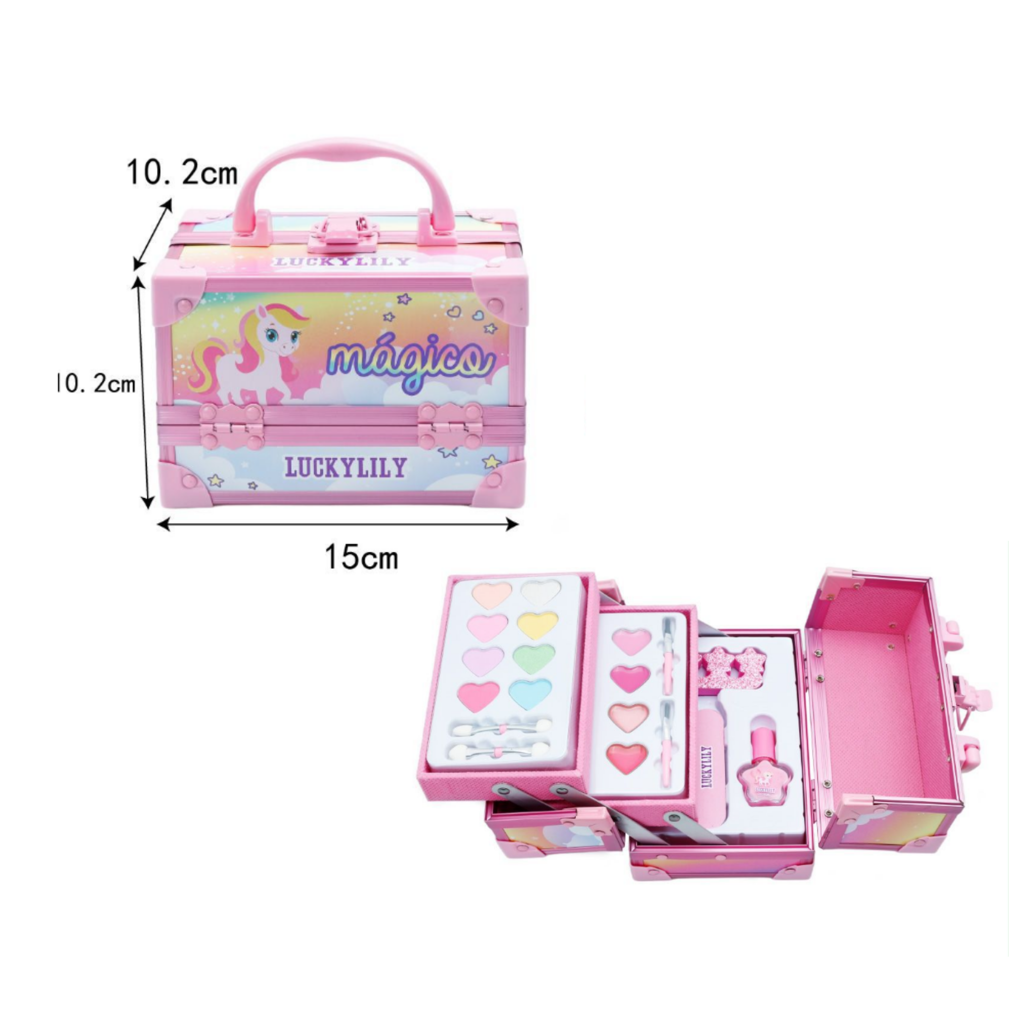 Mini maleta de maquillaje de unicornio de niña