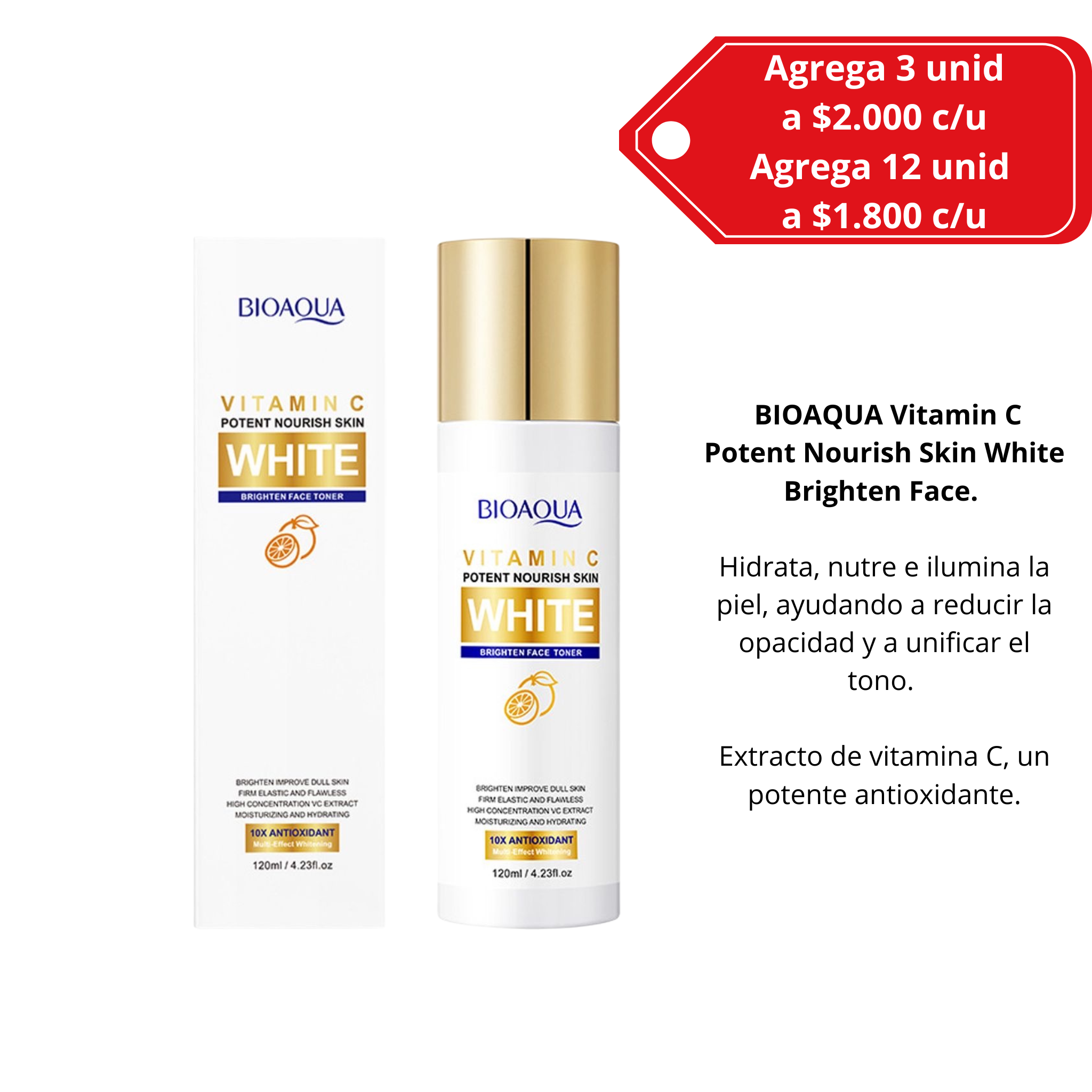 BIOAQUA- tónico Vitamina C aclarador