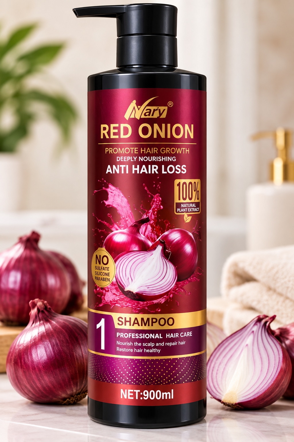 Shampoo extracto natural de cebolla para el crecimiento 900 ml