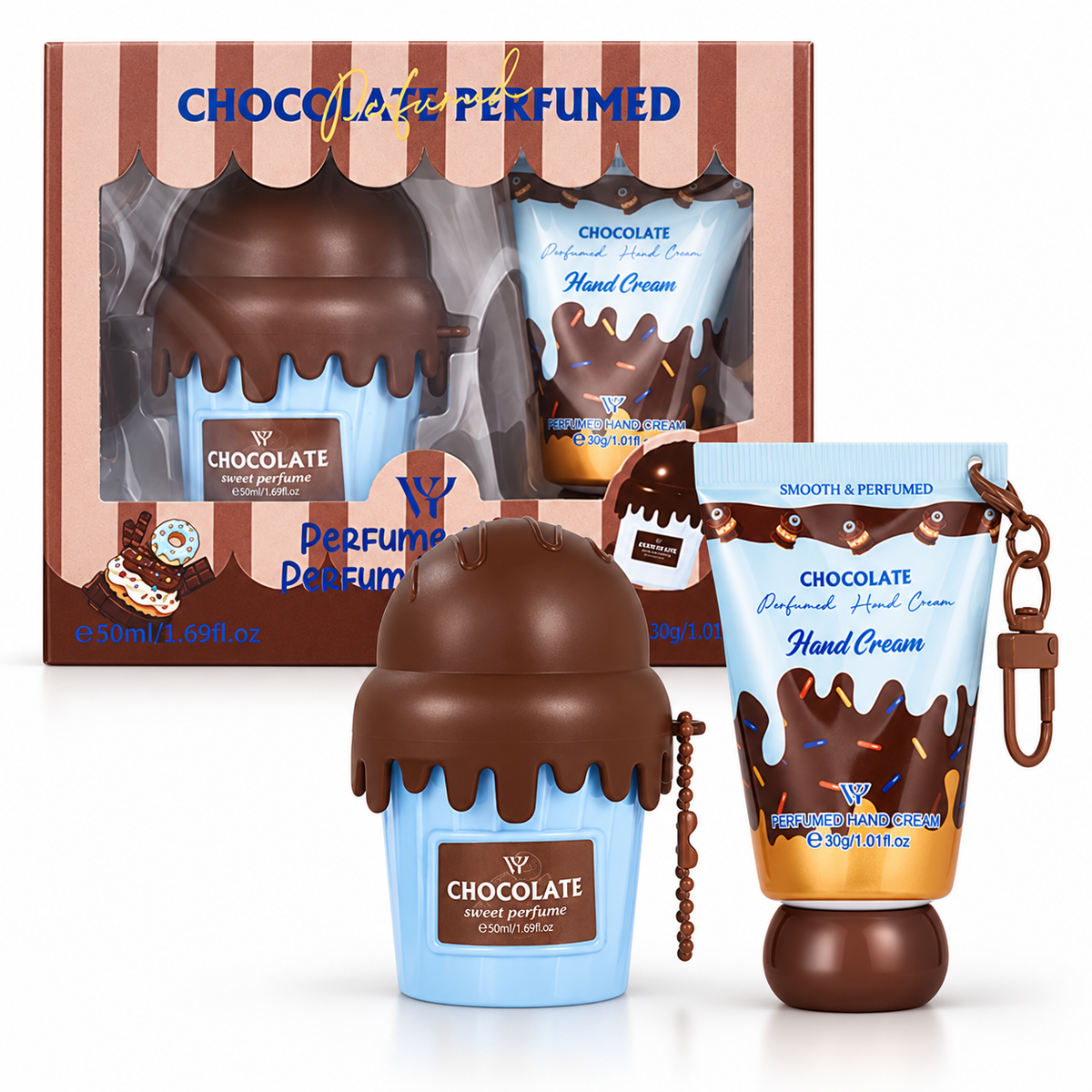 Set perfume Ice Cream Chocolate + crema de manos llavero
