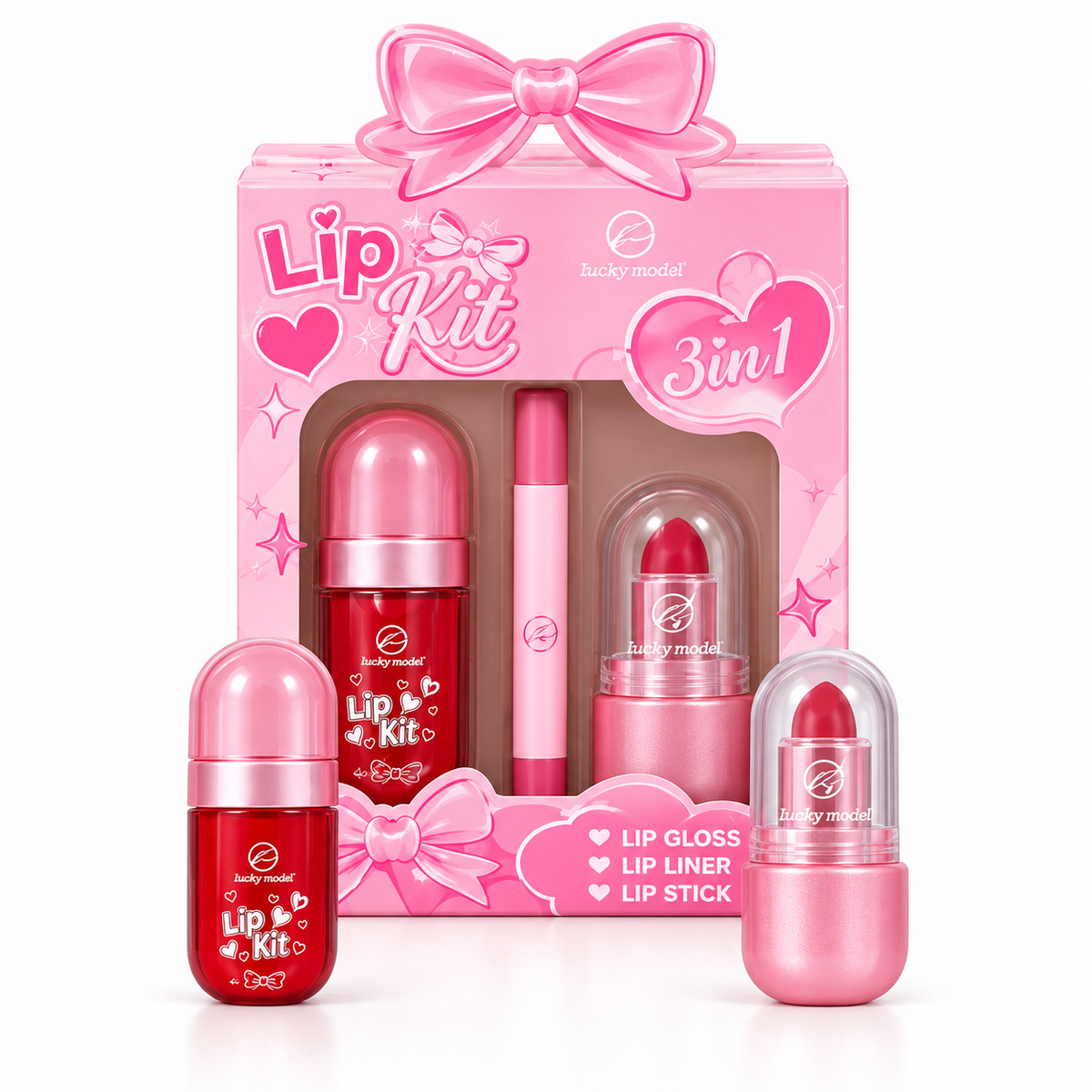 LipCombo de 3 piezas delineador + lipstick + Brillo tipo Kiko Milano