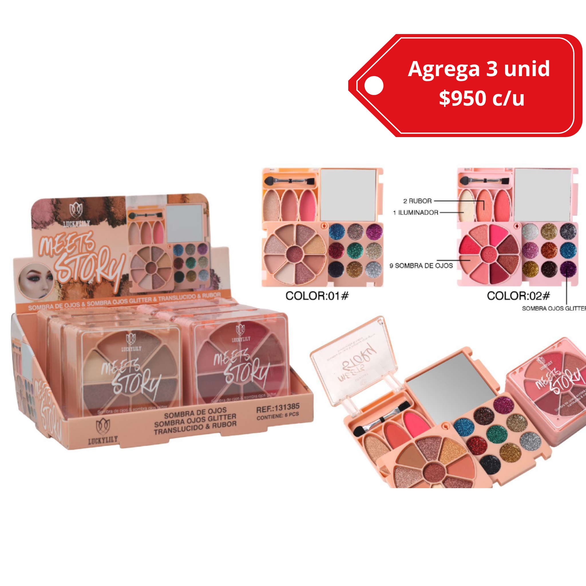 Paleta de sombras de cuatro segmentos