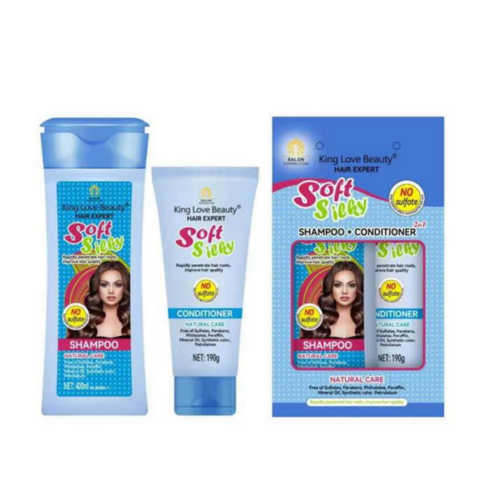 Pack de shampoo + acondicionador para cabellos rizados