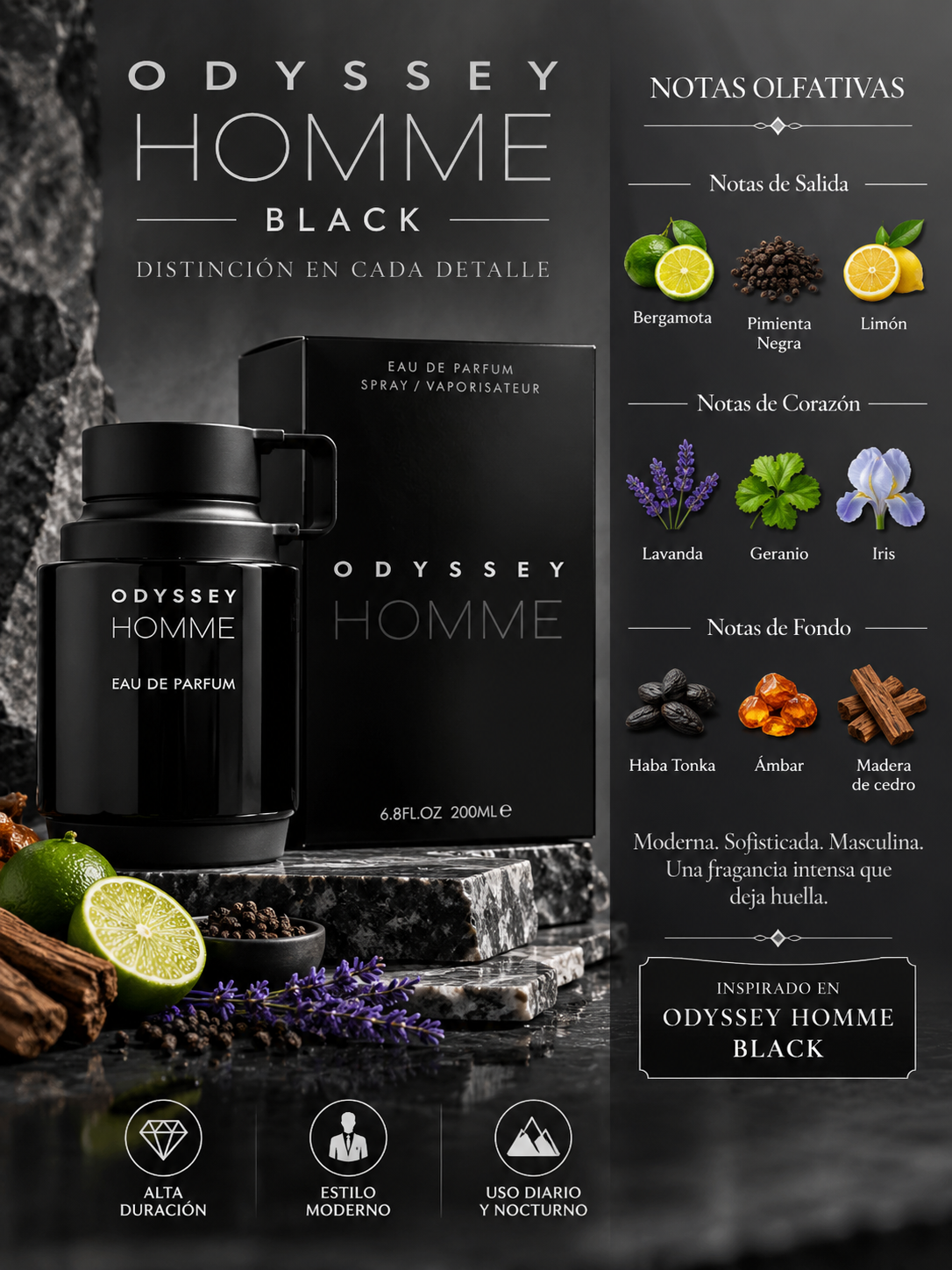 Armaf Odyssey Homme Black EDP 200 ml
