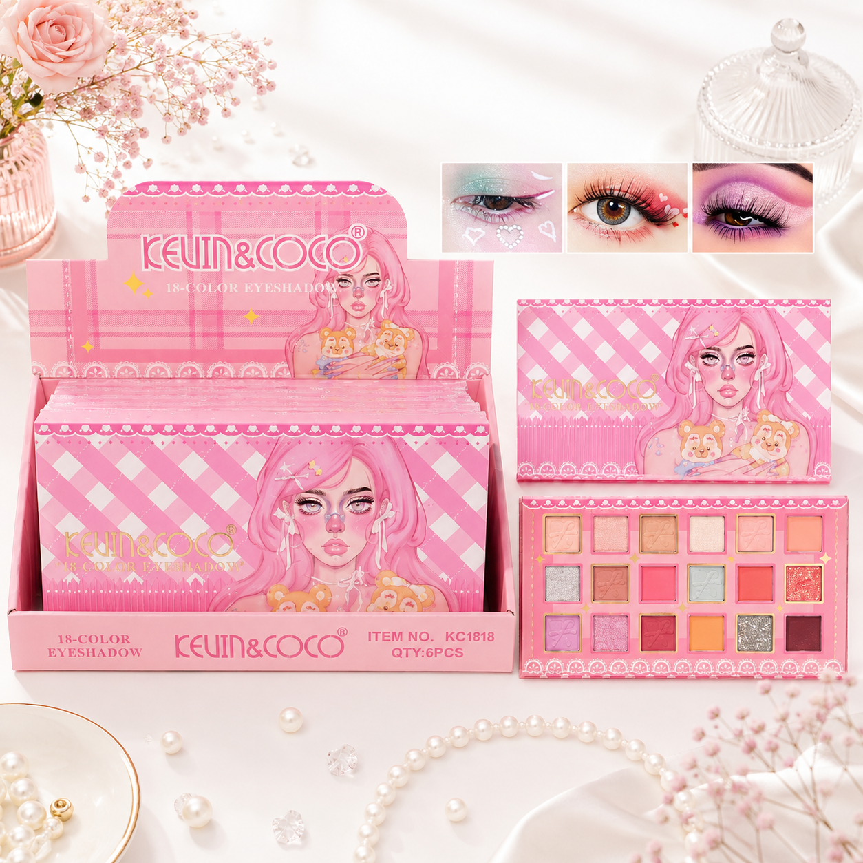Kevin&Coco- Paleta de sombras 18 colores