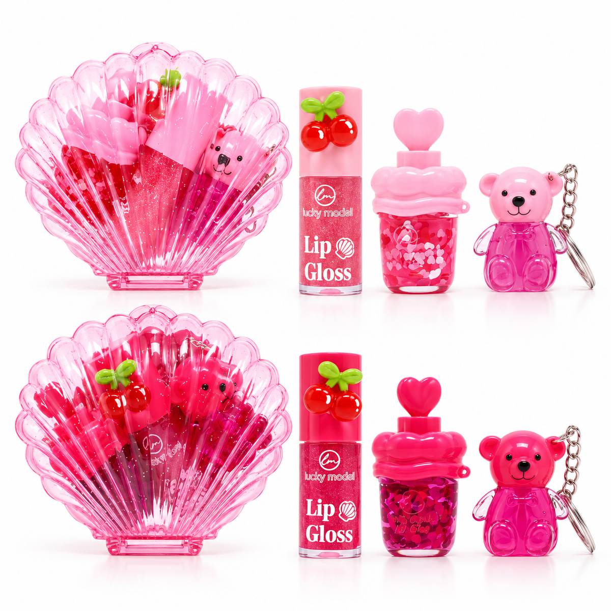 Set de 3 piezas brillos labiales