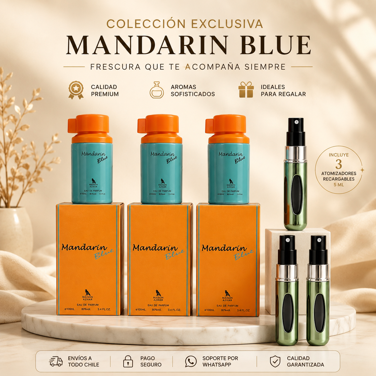 3 mandarín Maison Azhar + 3 tester