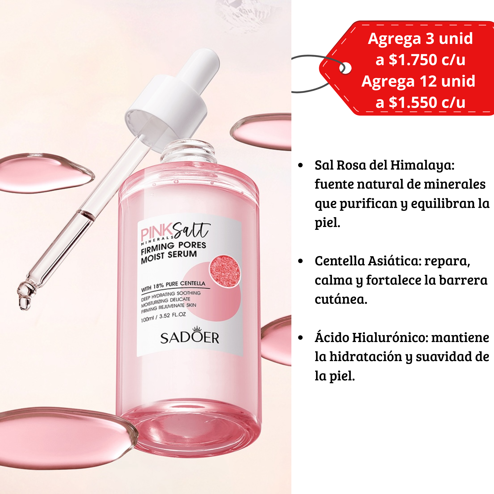 Sérum Facial con Sal del Himalaya + centella Asiatica 100 ml