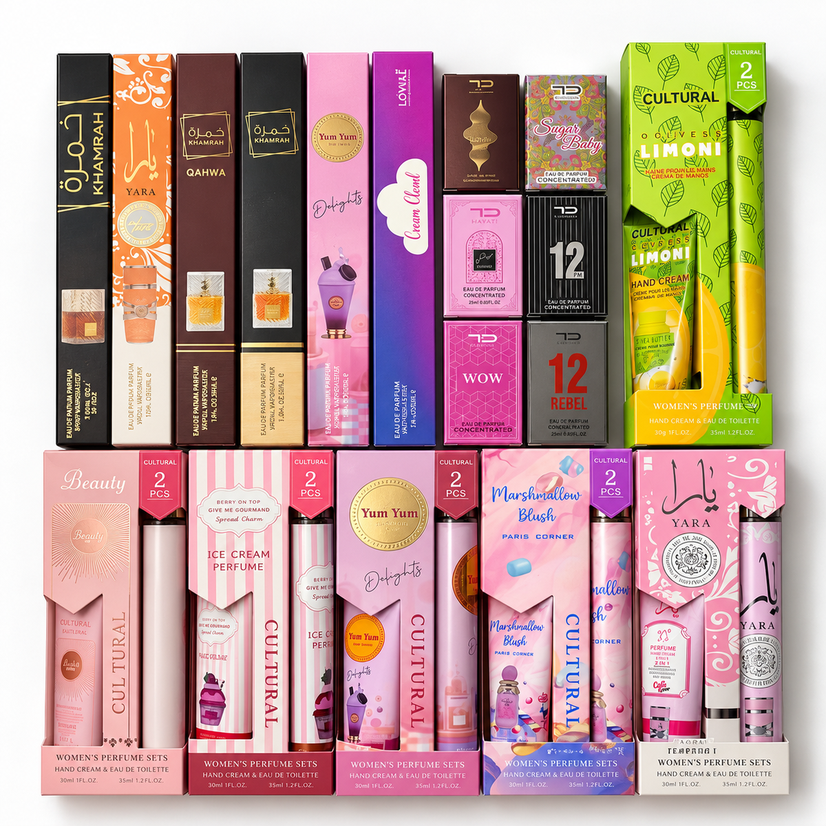 Box 18 perfumes aceites + sets + fragancia de bolso